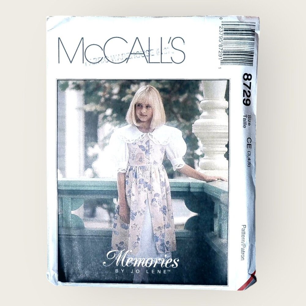 Vintage 1990s McCalls Sewing Pattern 8729 Girls Dress Petticoat Size 3-5 Uncut